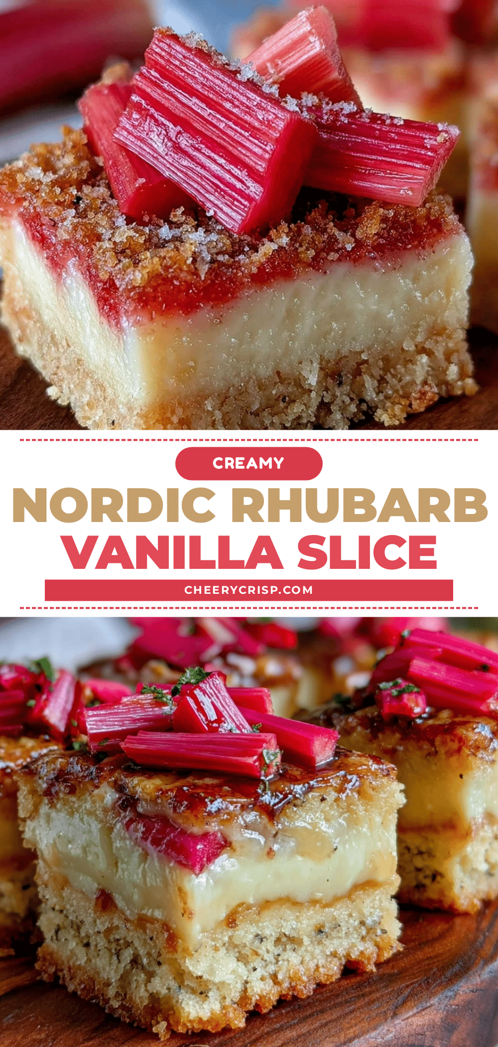 creamy nordic rhubarb and vanilla custard slice recipe