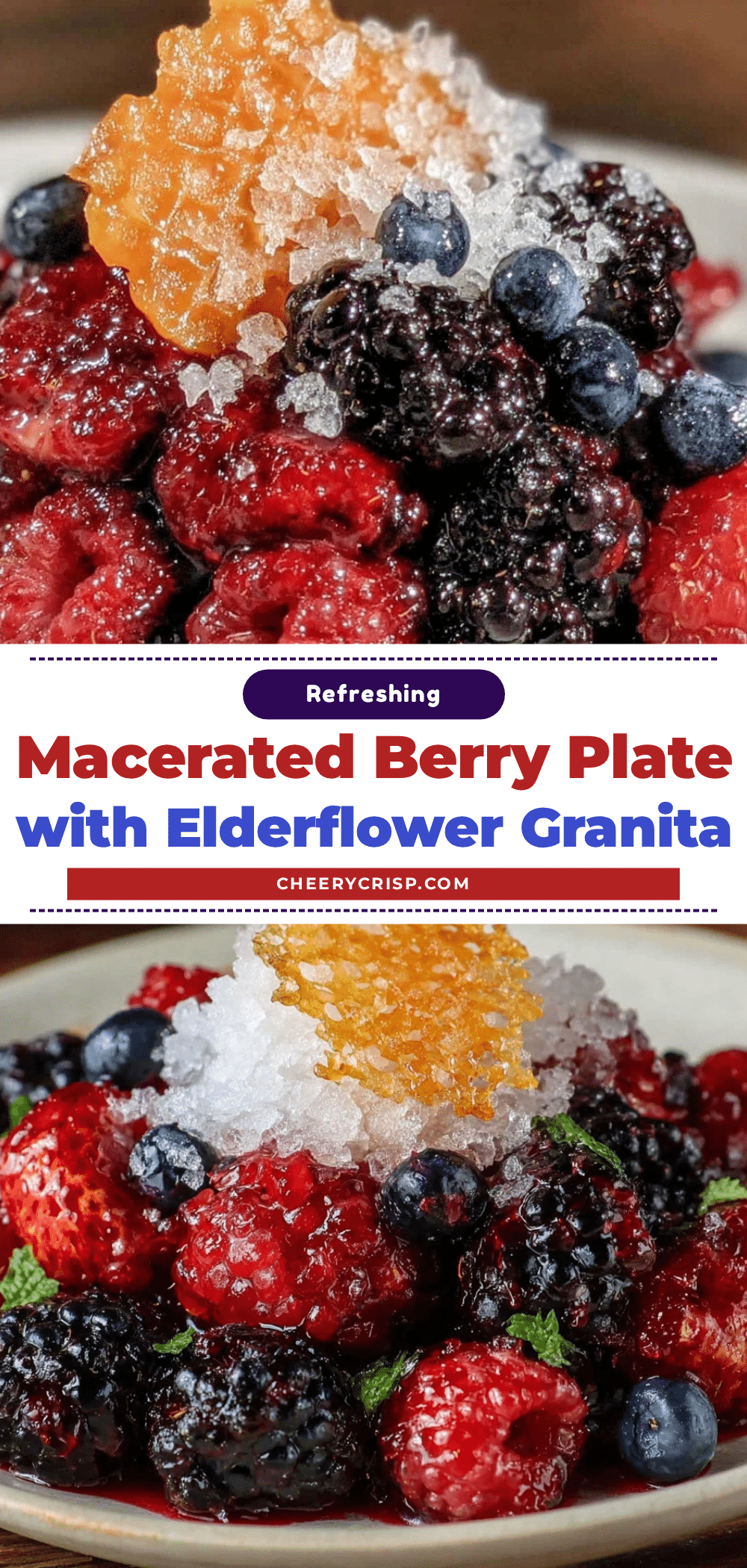 macerated berry plate with elderflower granita recipe