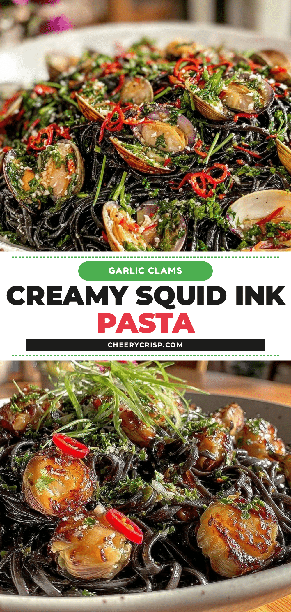 squid ink pasta with sautéed clams recipe
