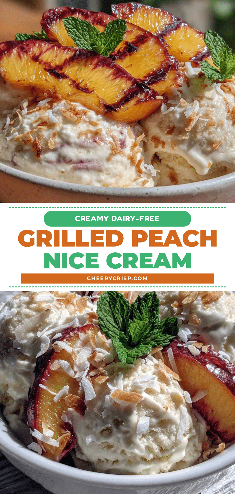 fresh dairy-free grilled peach nice cream recipe