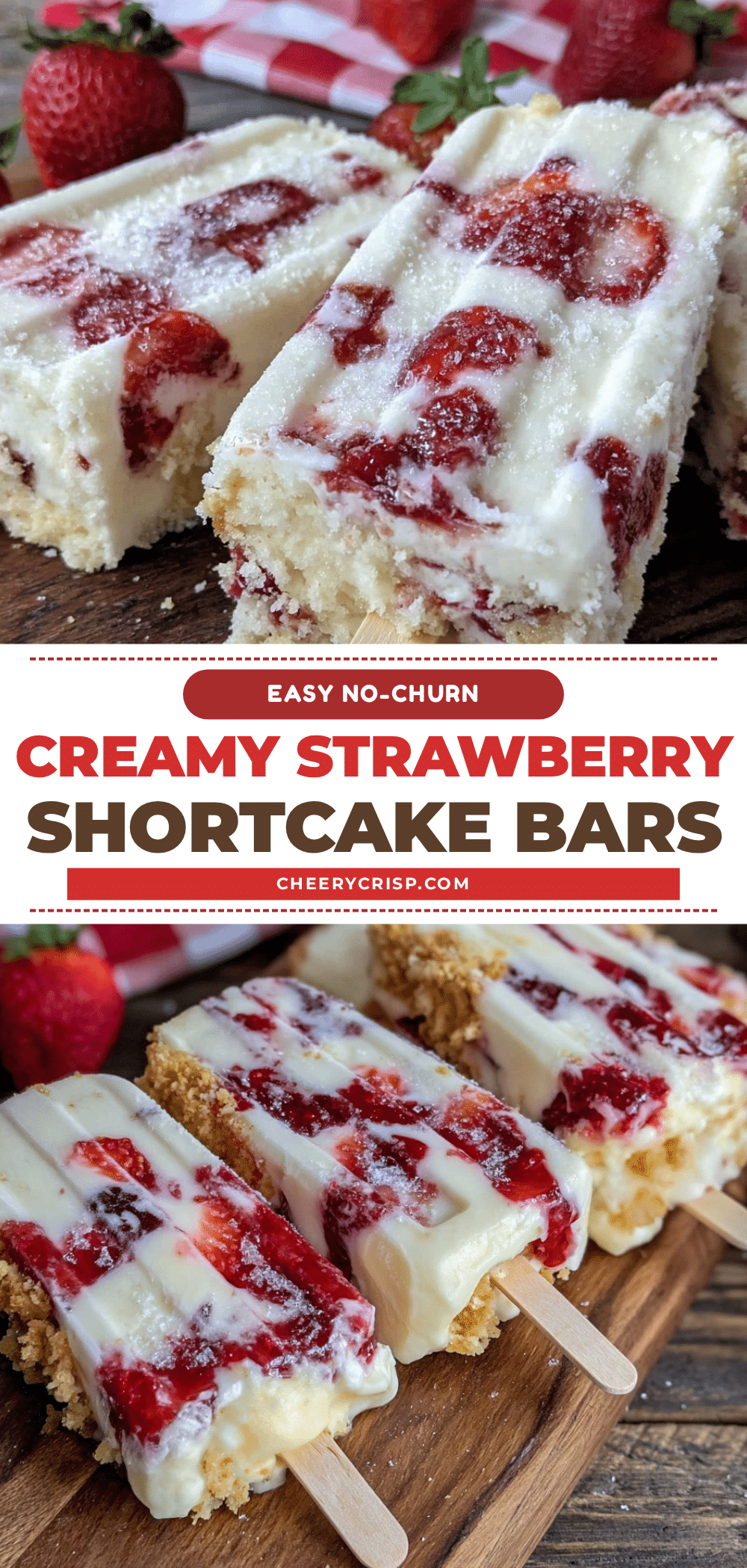no-churn strawberry shortcake ice cream bars recipe