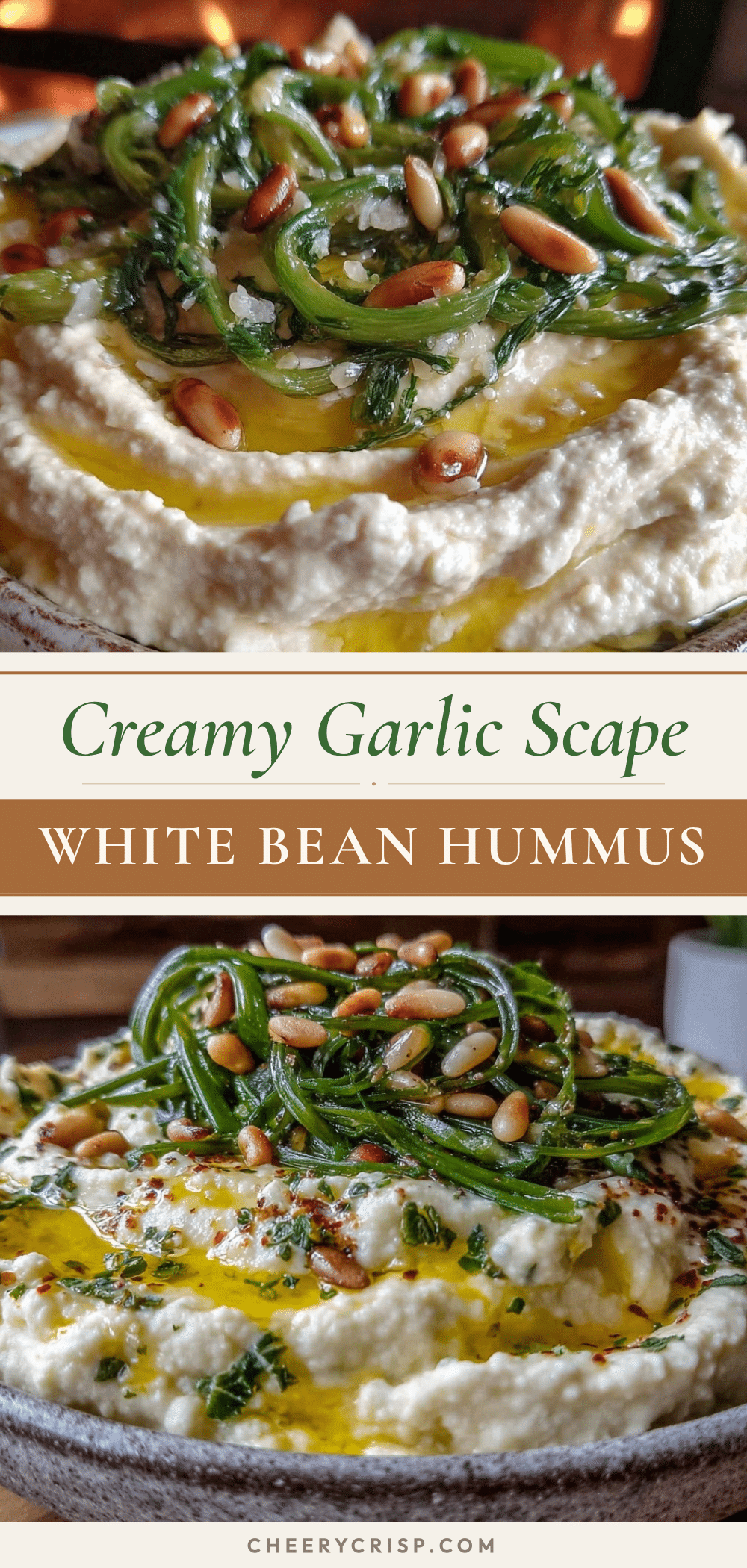 creamy garlic scape and white bean hummus recipe