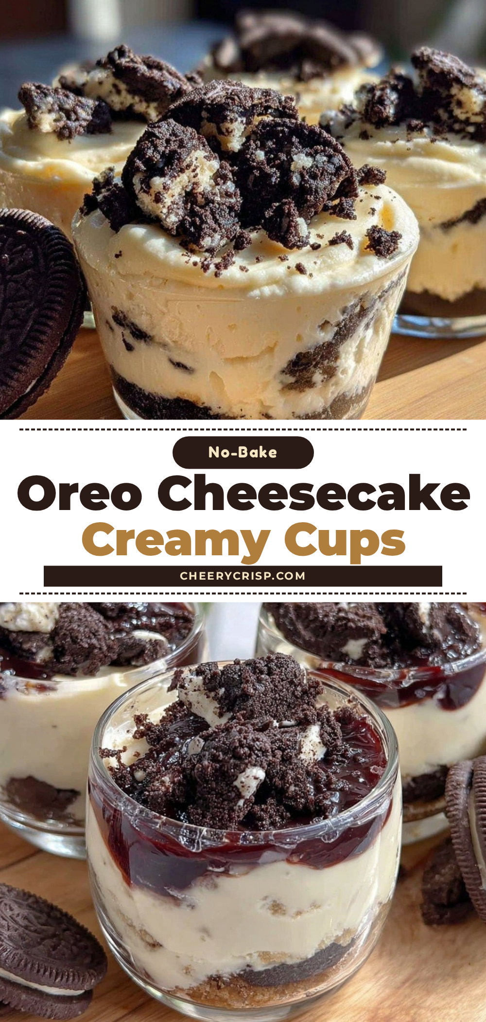creamy no-bake Oreo cheesecake cups recipe