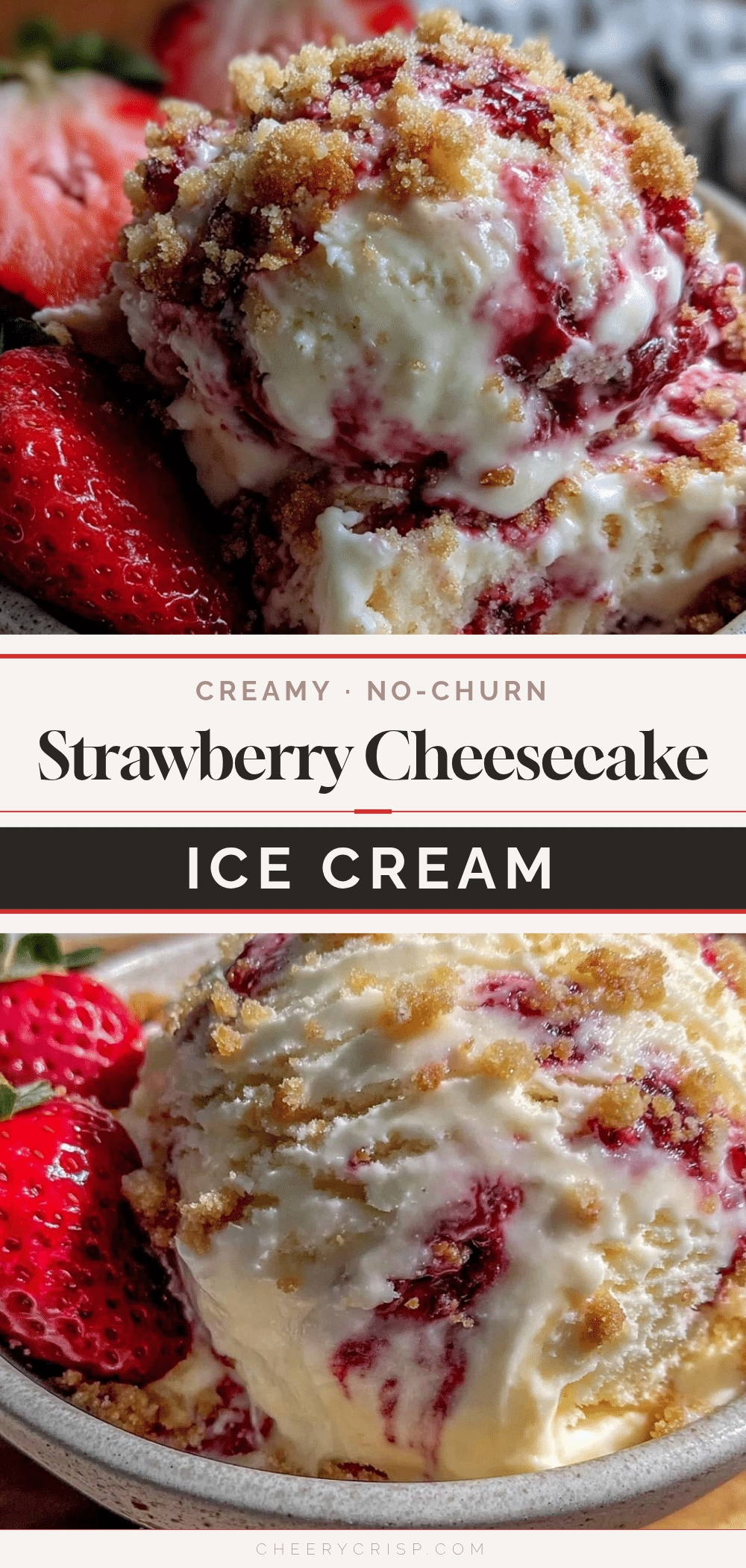 creamy no-churn strawberry cheesecake ice cream recipe