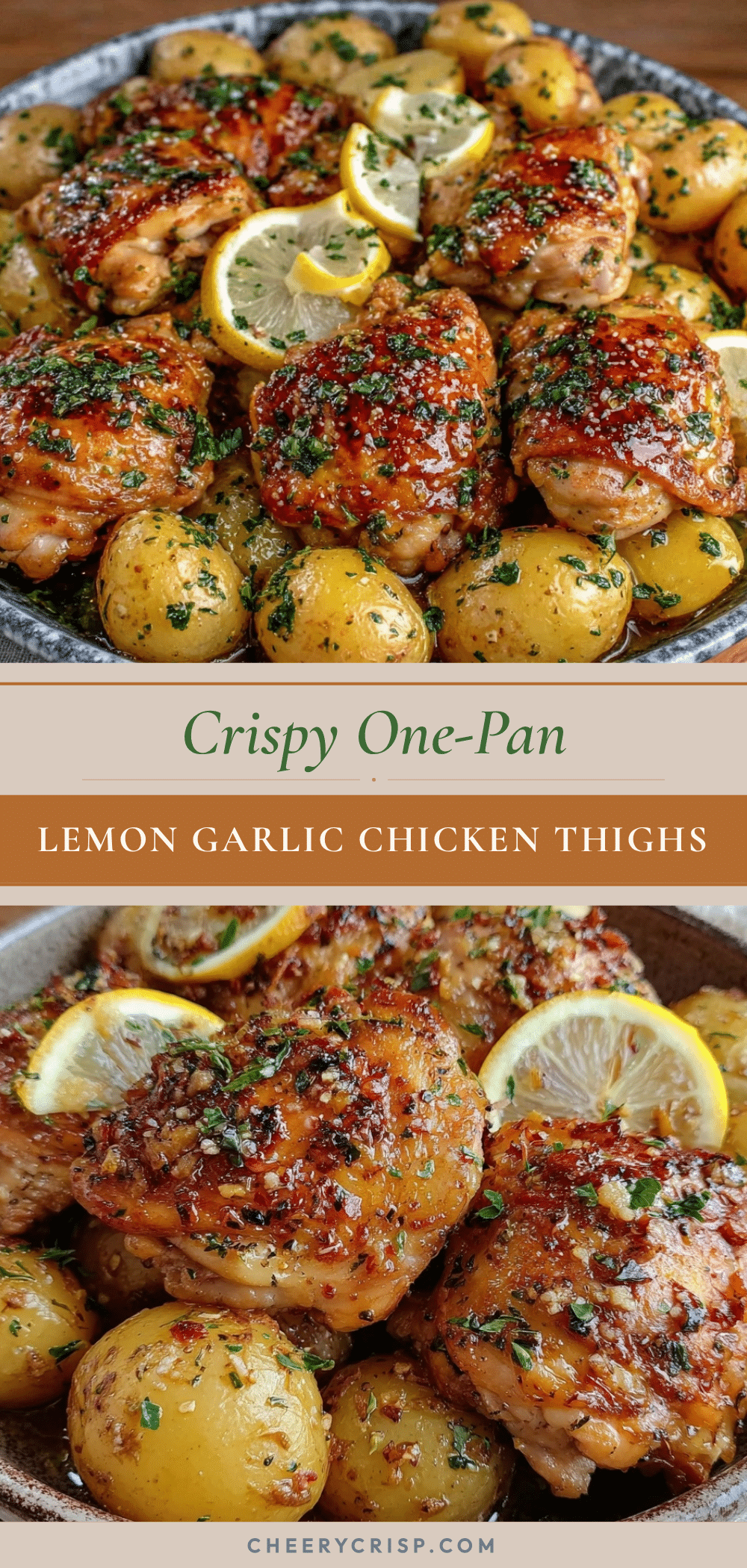crispy one-pan lemon garlic chicken thighs recipe
