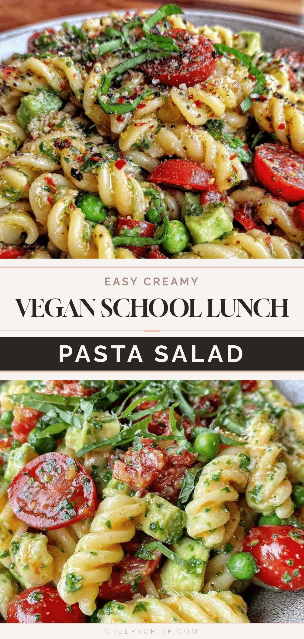 easy creamy vegan school lunch pasta salad recipe