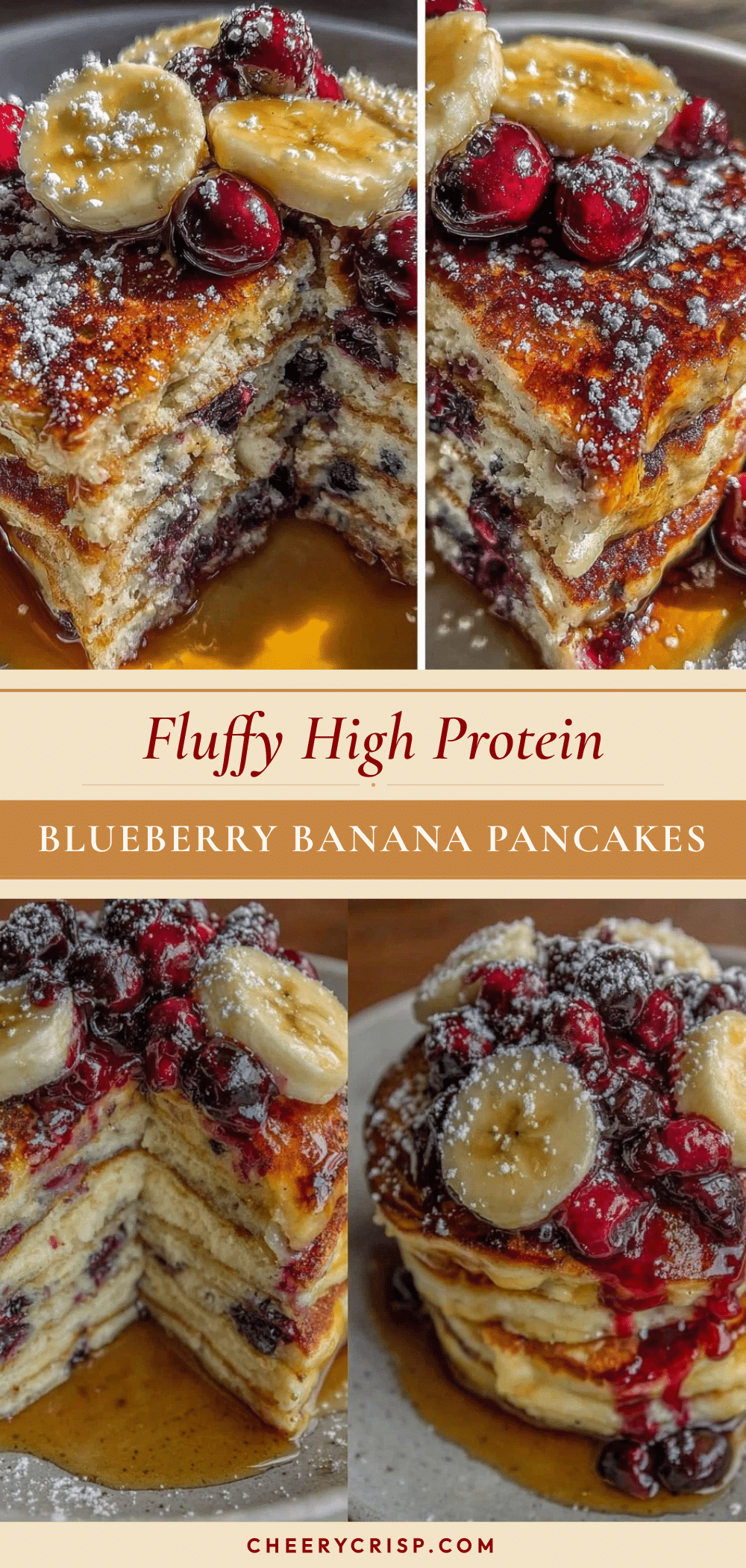 fluffy high protein blueberry banana pancakes recipe