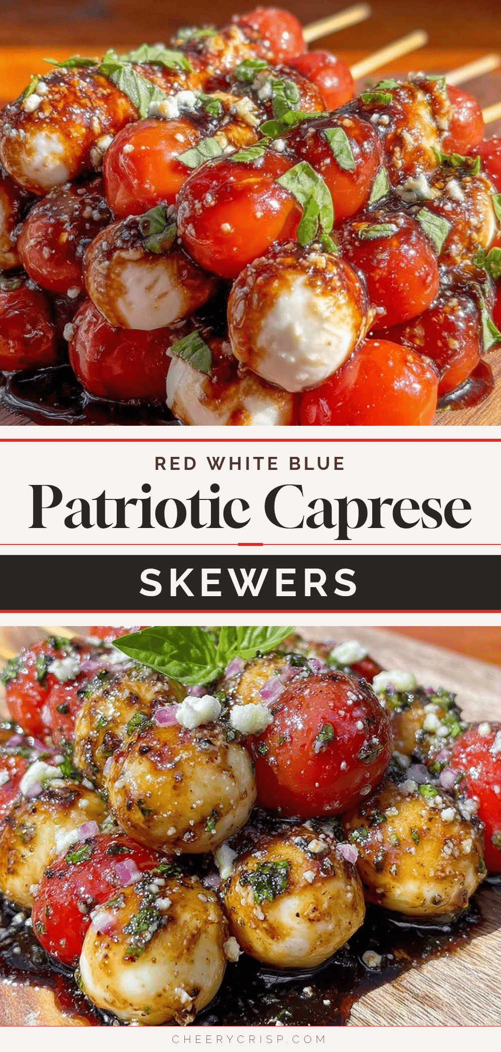 fresh red white and blue caprese skewers recipe