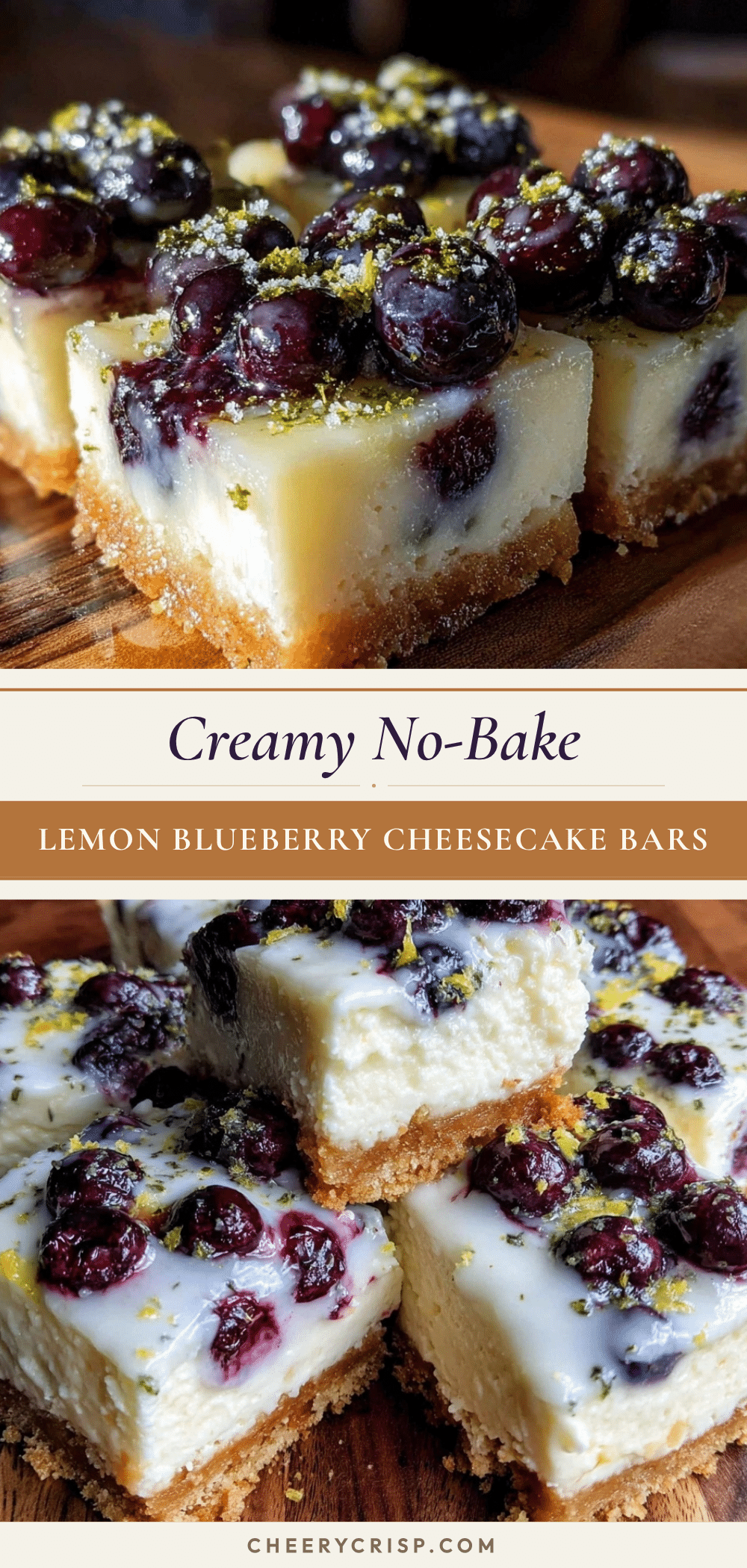 no-bake lemon blueberry cheesecake bars recipe