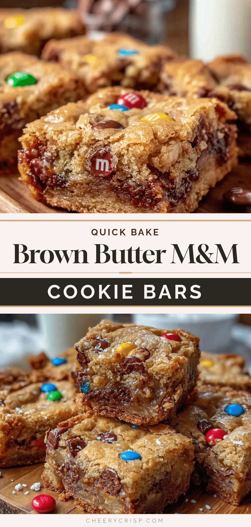 brown butter m&m cookie bars recipe