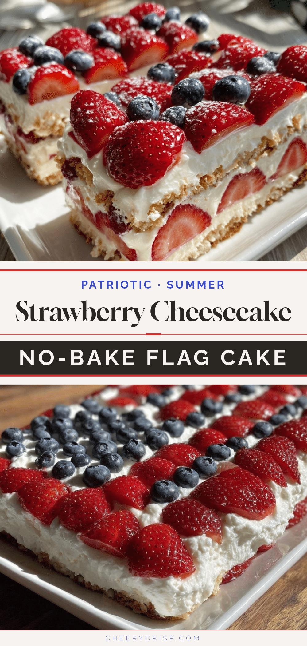 no bake strawberry cheesecake flag cake recipe