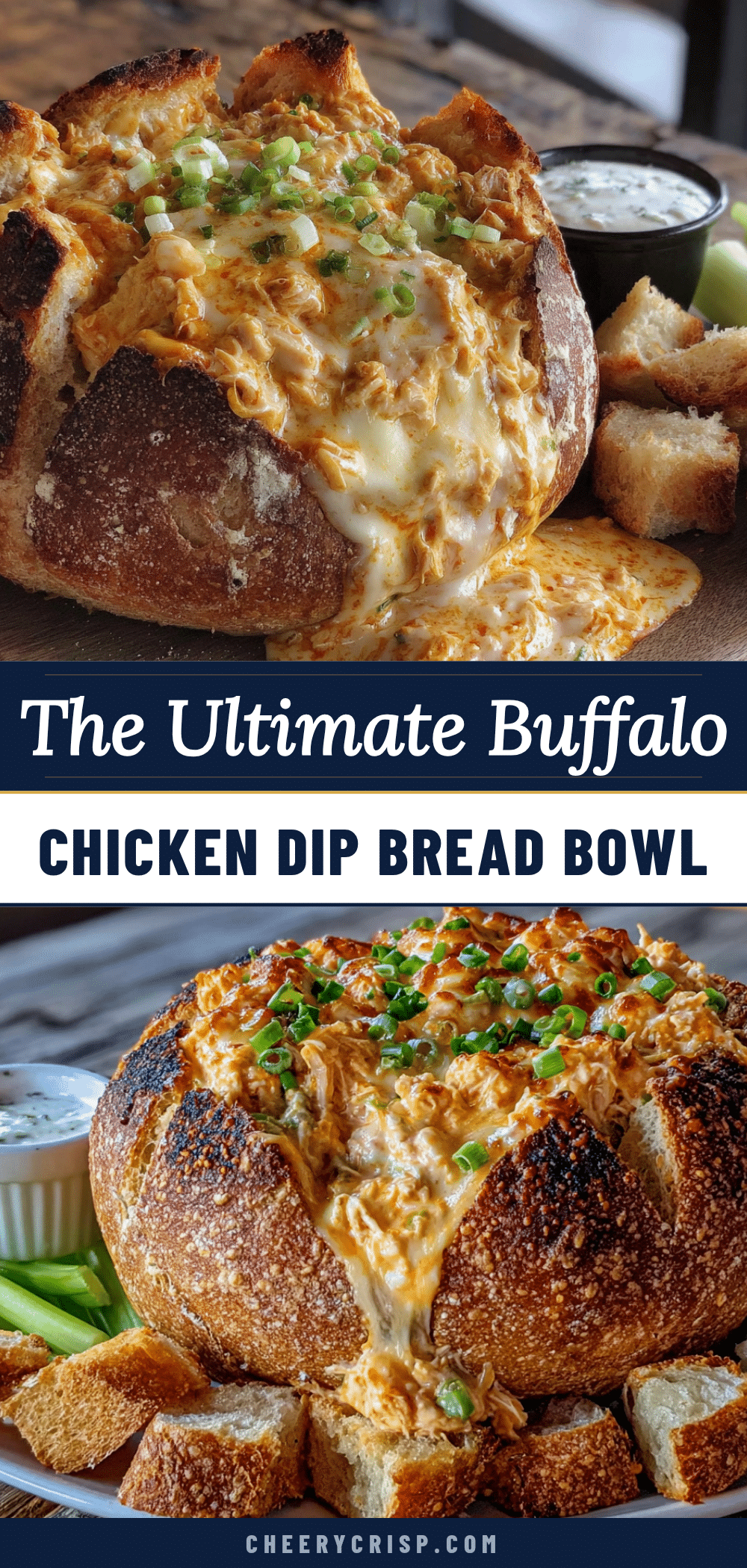 buffalo chicken dip stuffed bread bowl recipe