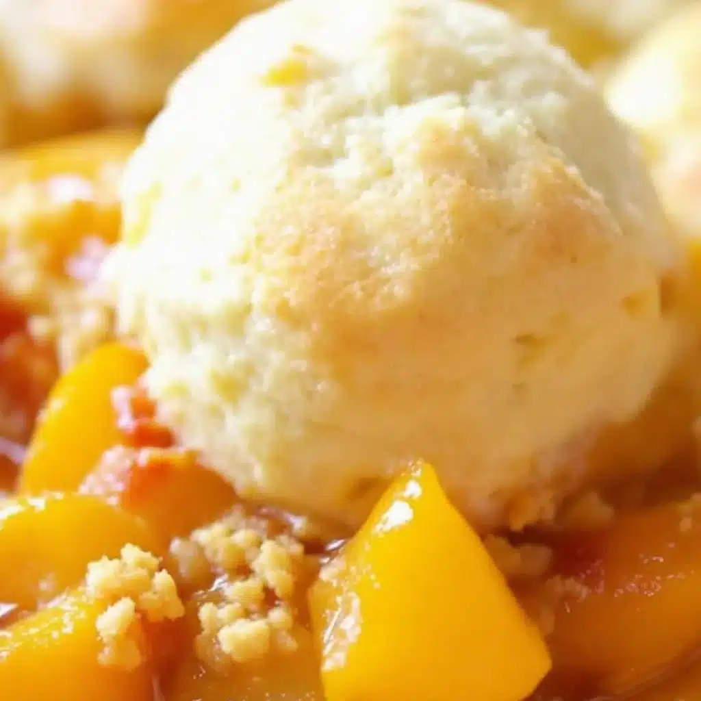 classic southern peach cobbler with buttermilk biscuits - featured image