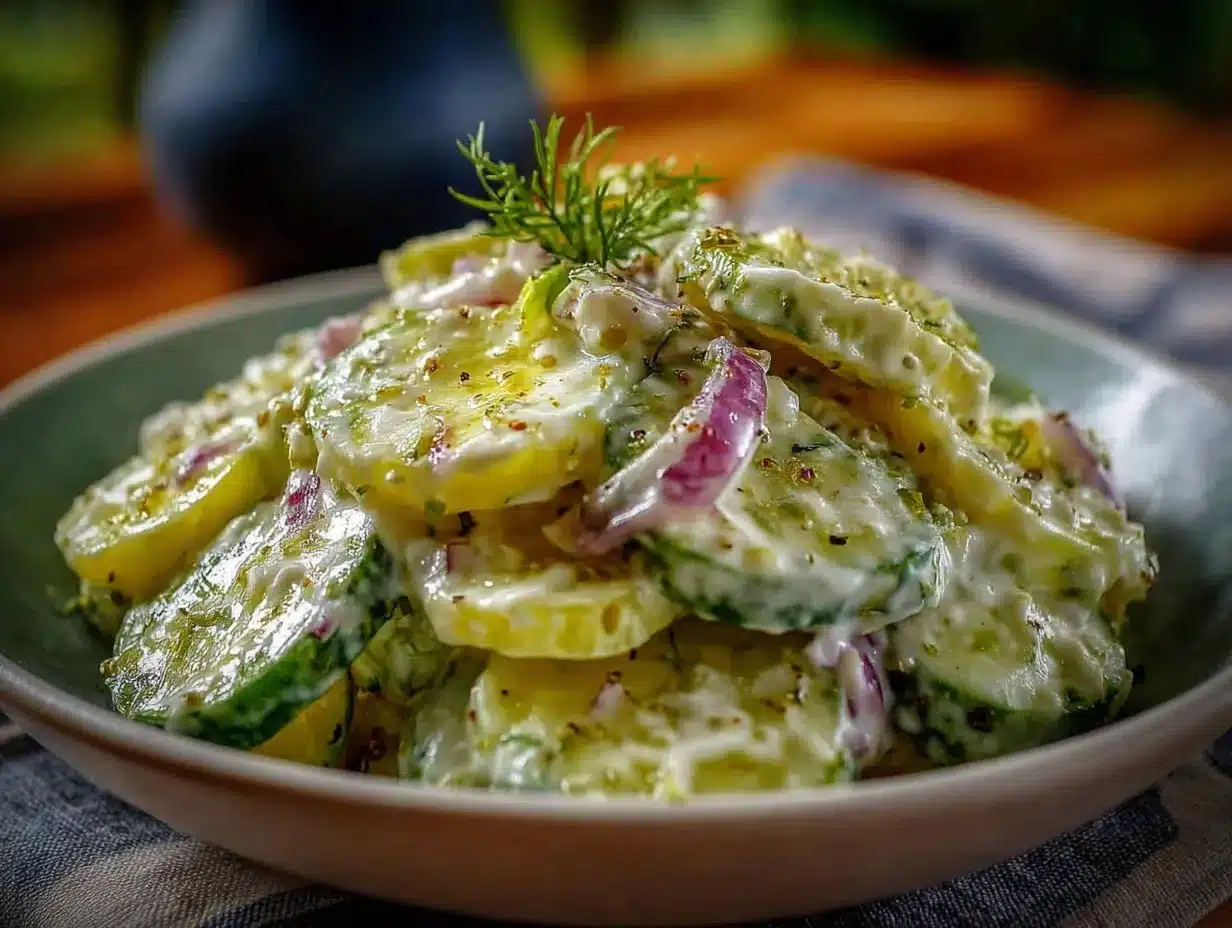 creamy cucumber salad preparation steps