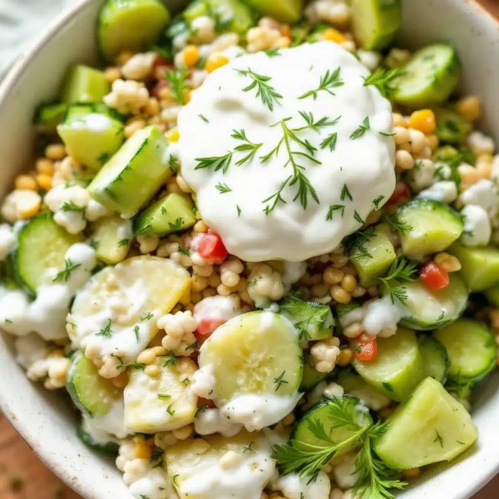 creamy cucumber salad with dill and sour cream - featured image