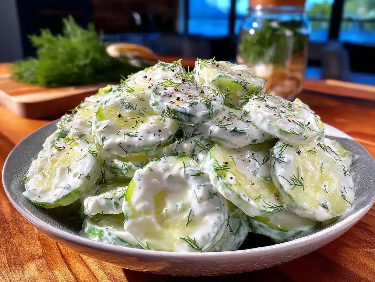 creamy cucumber salad with dill preparation steps