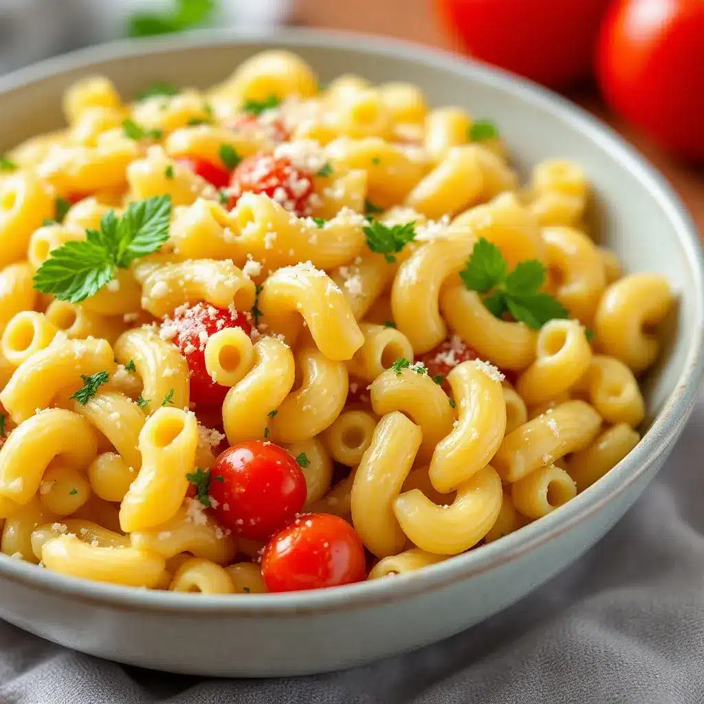 creamy Italian macaroni pasta salad preparation steps