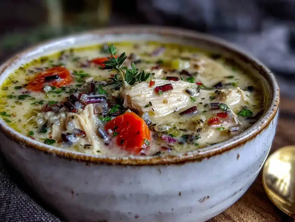 creamy one-pot chicken and wild rice soup - featured image