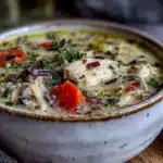 creamy one-pot chicken and wild rice soup - featured image