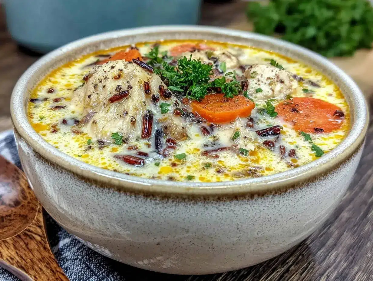 creamy one-pot chicken and wild rice soup preparation steps