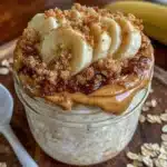 creamy peanut butter banana overnight oats - featured image