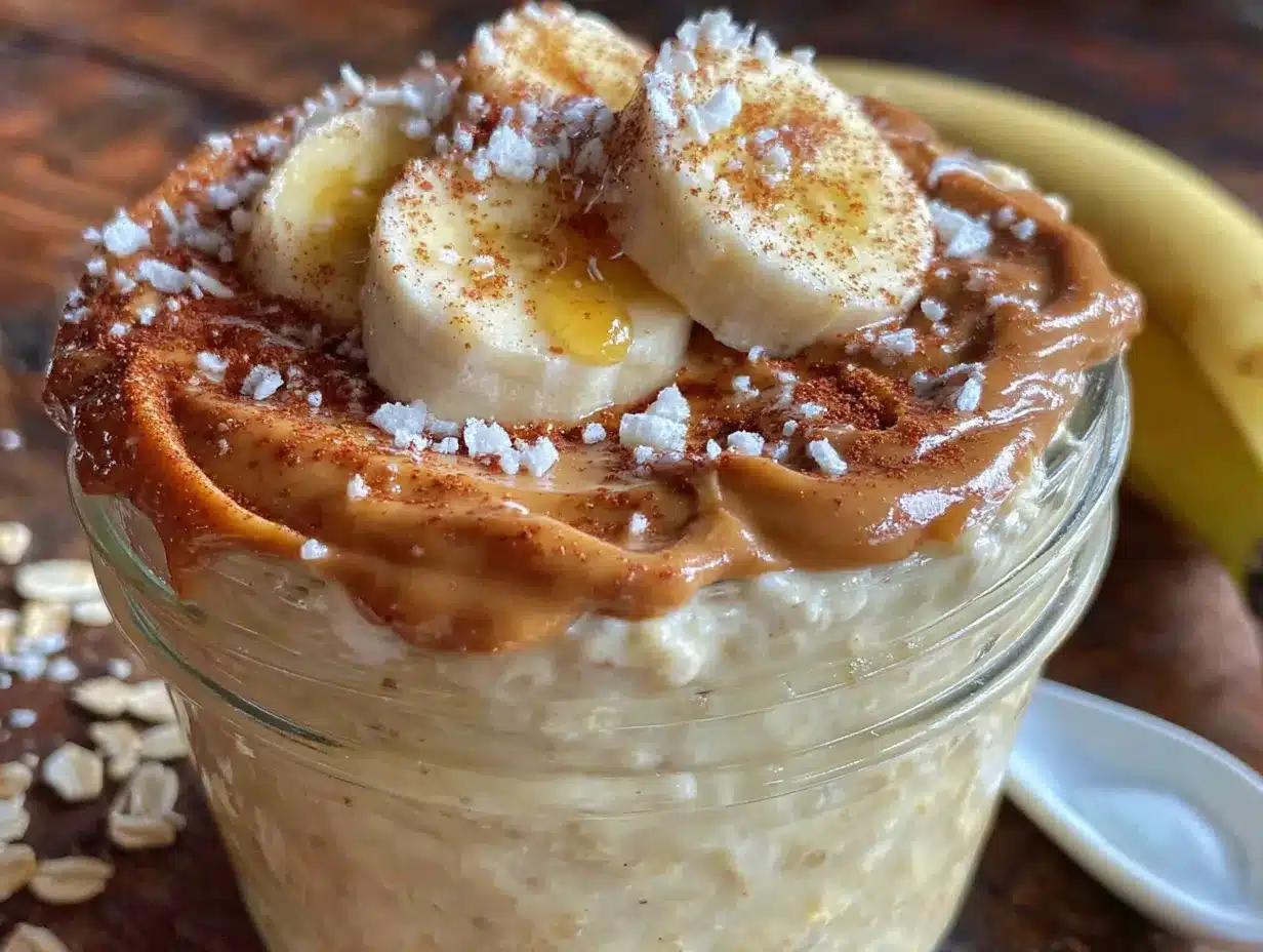 creamy peanut butter banana overnight oats preparation steps
