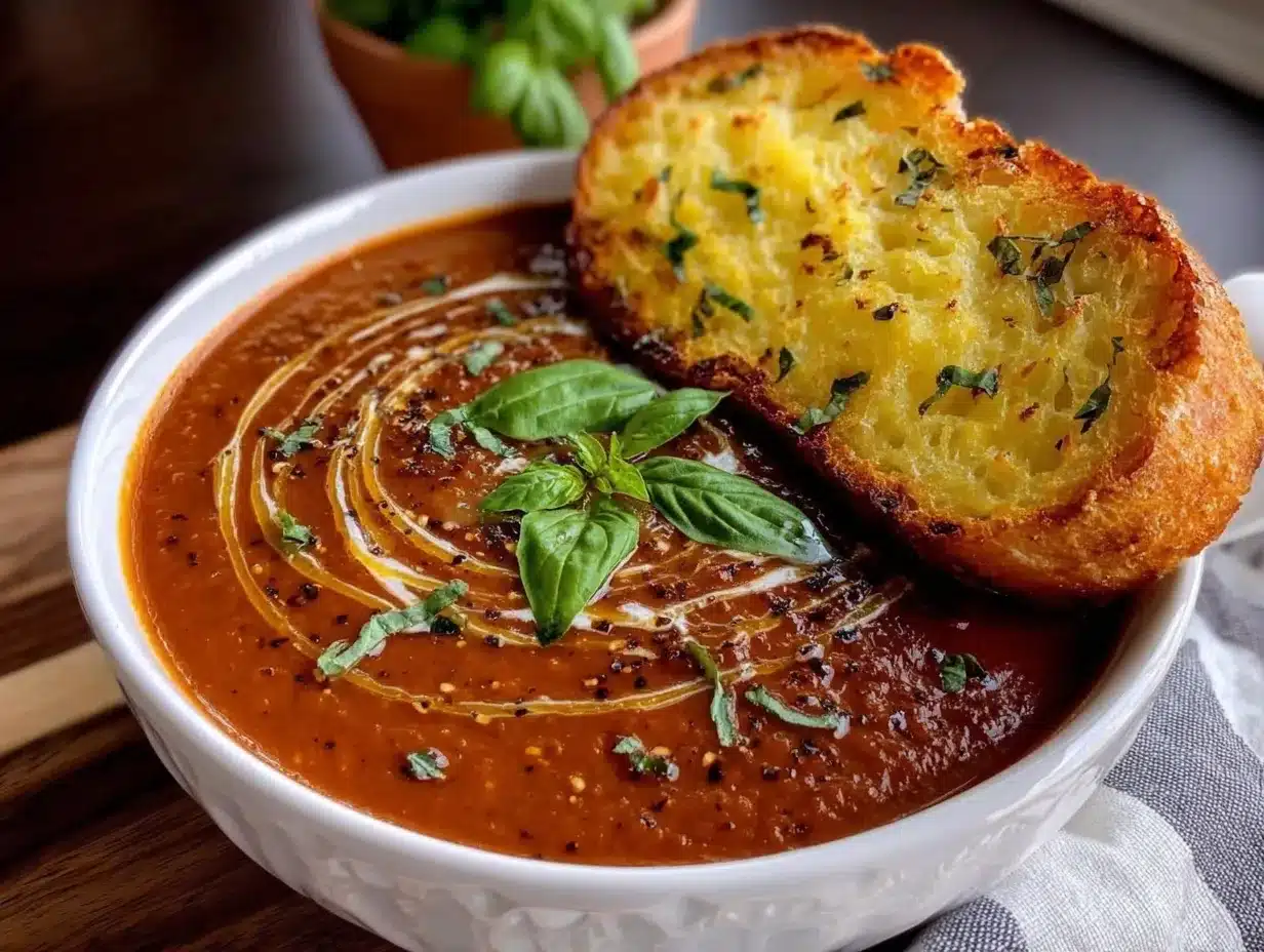 creamy roasted tomato soup with fresh basil preparation steps