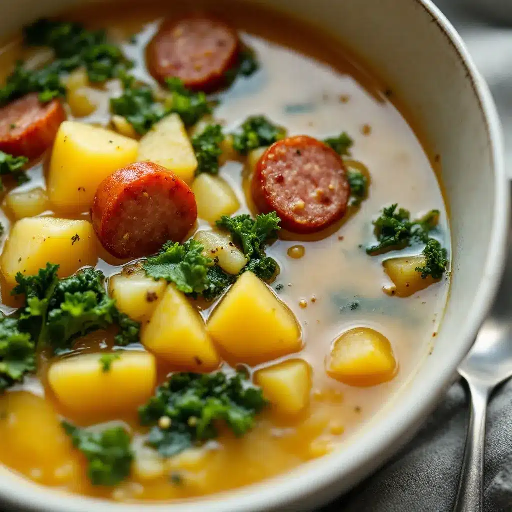 creamy sausage and potato soup with kale preparation steps