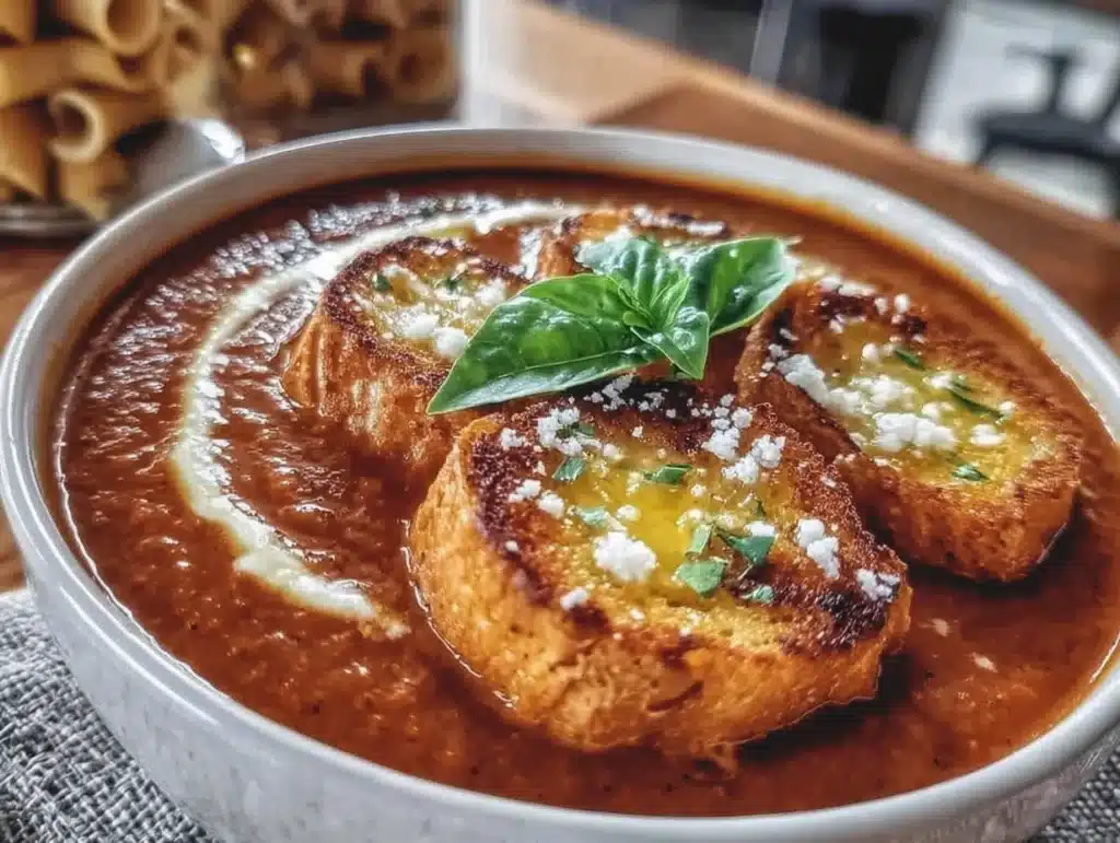 creamy tomato basil soup - featured image