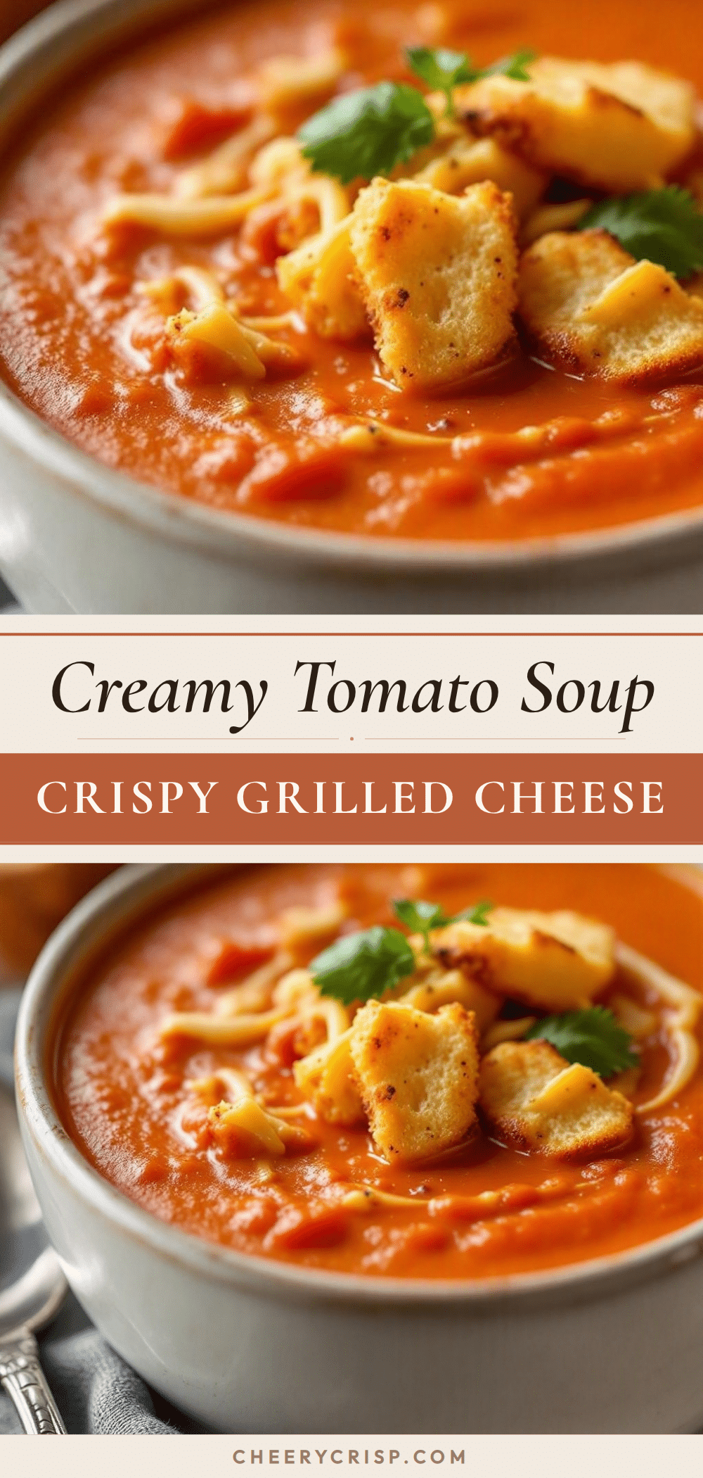 creamy tomato soup with grilled cheese croutons recipe