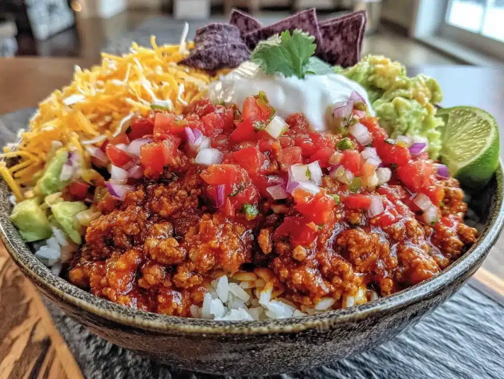 crockpot ground turkey taco bowls - featured image