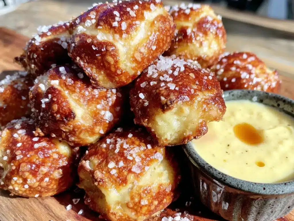 Easy Baked Soft Pretzel Bites with Beer Cheese Dip - featured image
