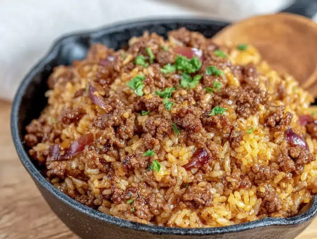 easy ground beef and rice skillet - featured image