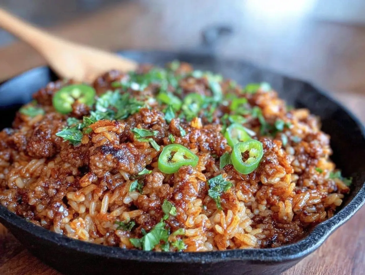easy ground beef and rice skillet preparation steps