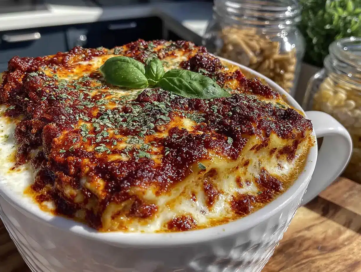 Easy Microwave Mug Lasagna in 5 Minutes preparation steps