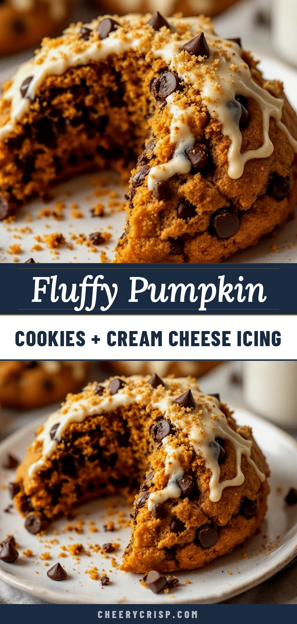 Fluffy Chocolate Chip Pumpkin Cookies with Cream Cheese Icing recipe