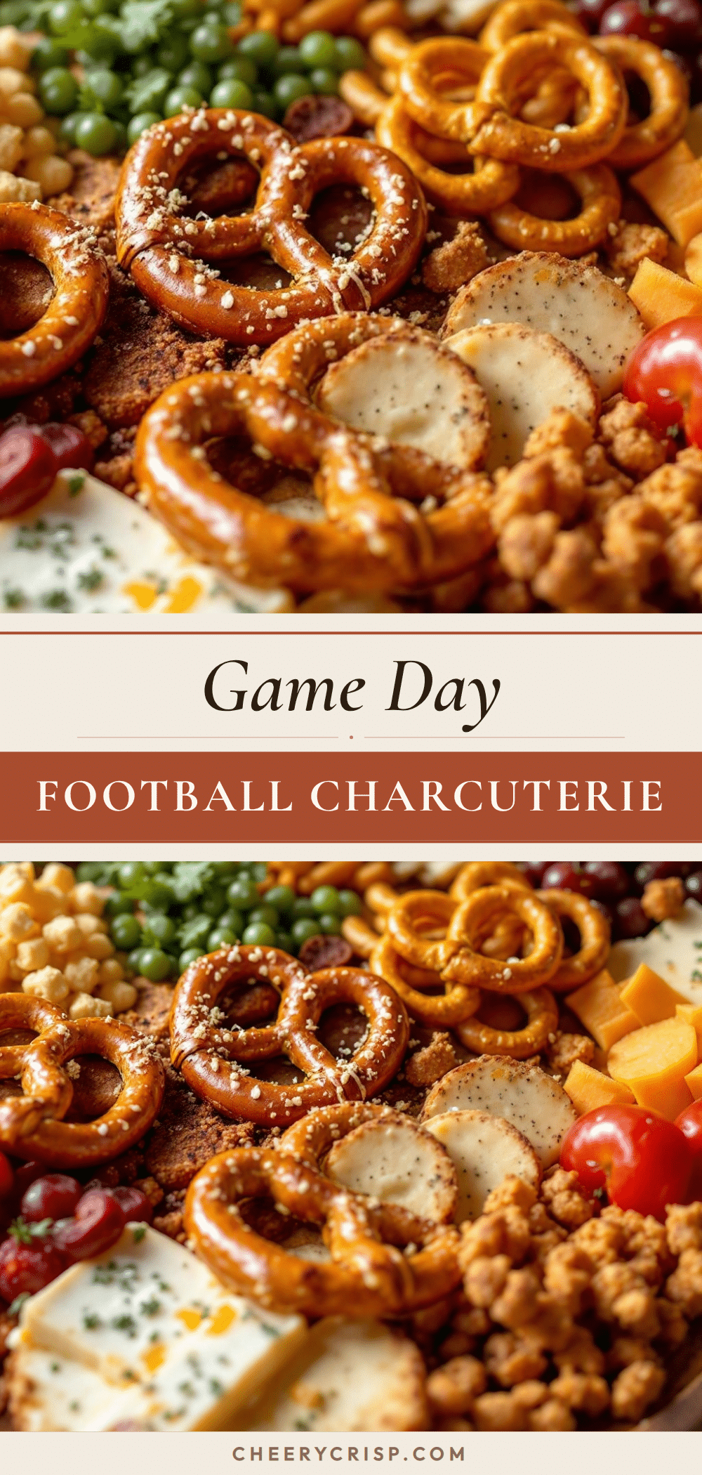 football charcuterie board with pretzels and cheese recipe