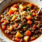 Hearty Slow Cooker Ground Beef and Vegetable Soup - featured image