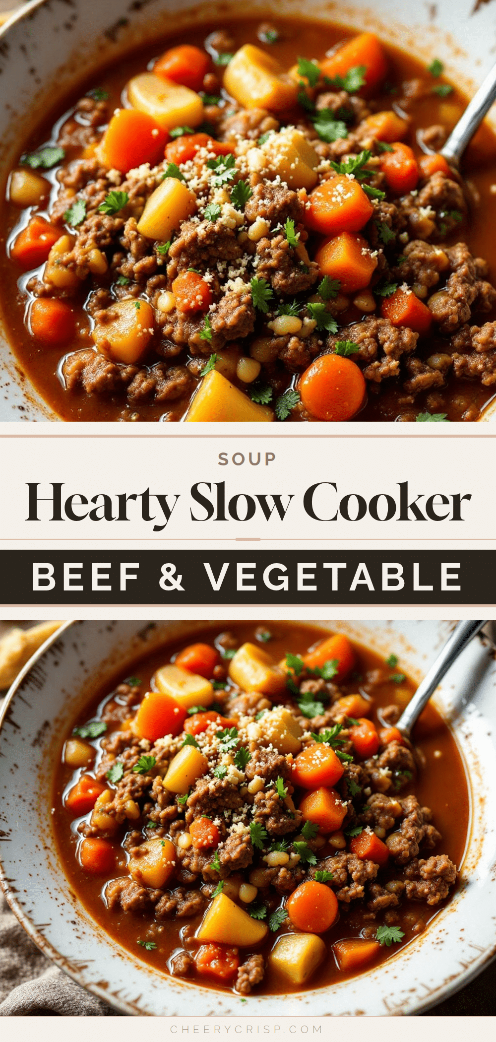 Hearty Slow Cooker Ground Beef and Vegetable Soup recipe