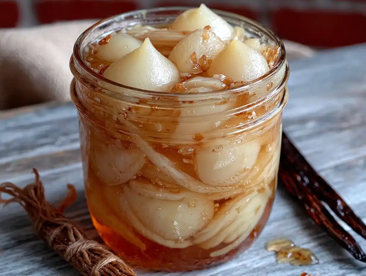 homemade canned pear halves in light vanilla syrup preparation steps