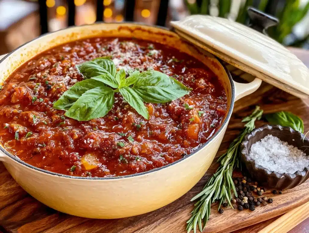 homemade tomato basil canning sauce - featured image