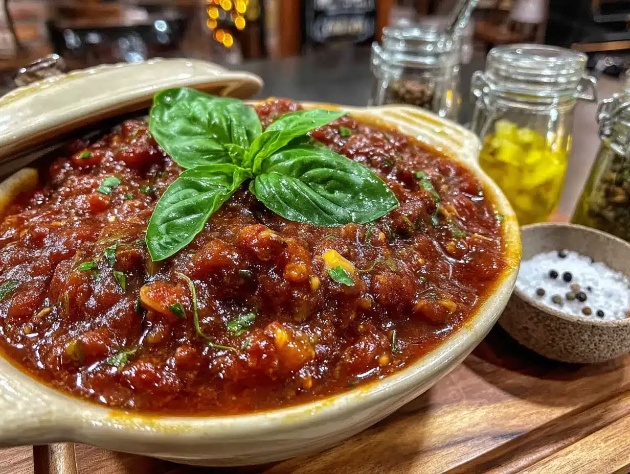 homemade tomato basil canning sauce preparation steps