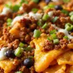 loaded nacho bar with ground beef - featured image