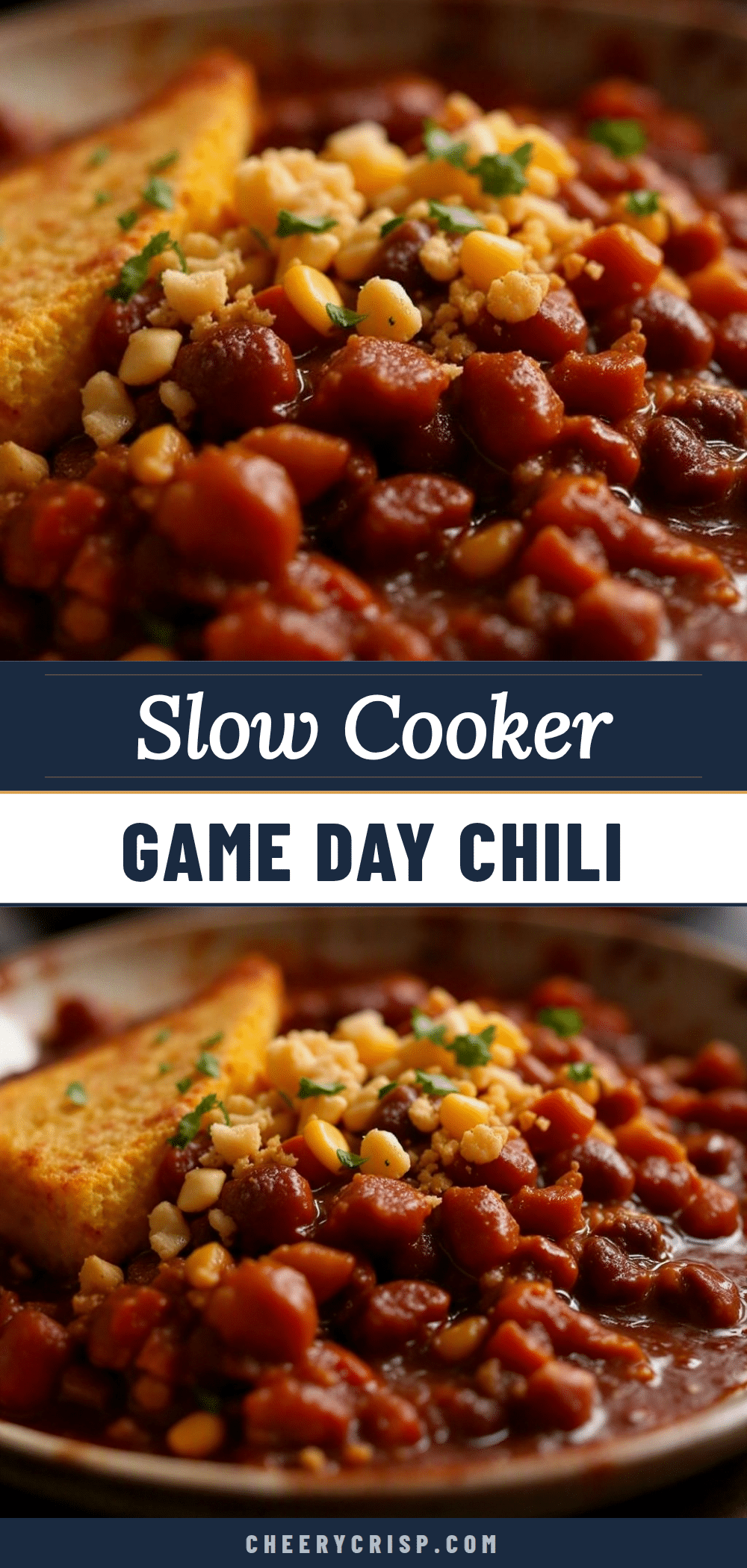 slow cooker football sunday chili with cornbread recipe