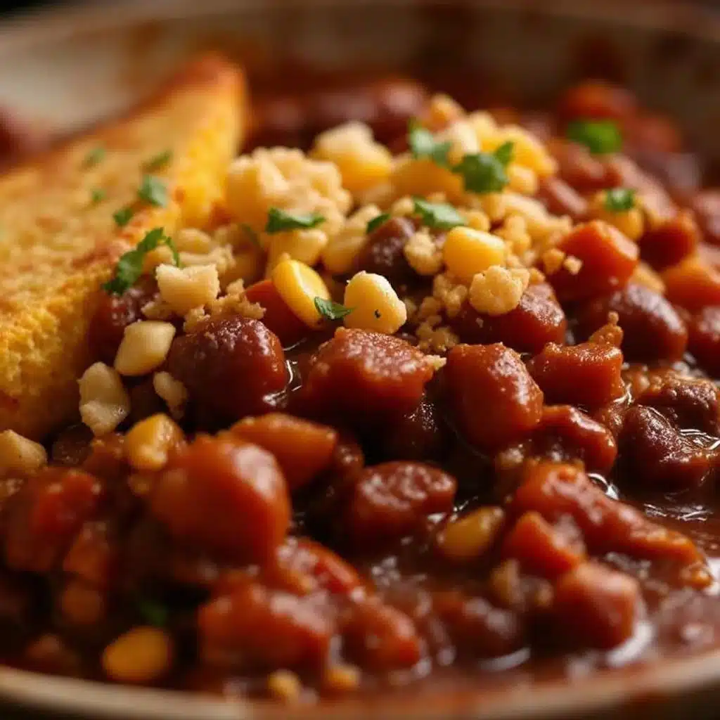 slow cooker football sunday chili with cornbread - featured image