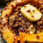 cozy maple roasted acorn squash with brown butter - featured image