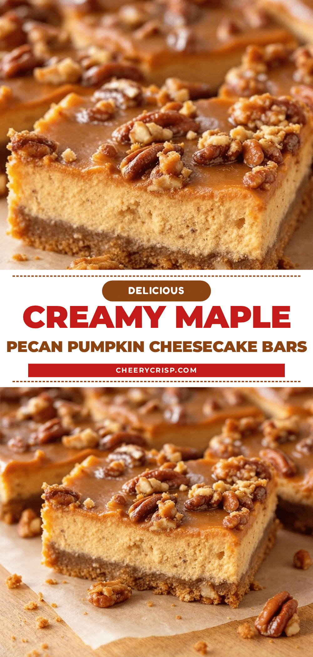 creamy maple pecan pumpkin cheesecake bars recipe