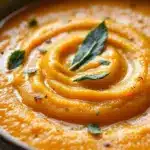 creamy roasted butternut squash soup with sage brown butter - featured image