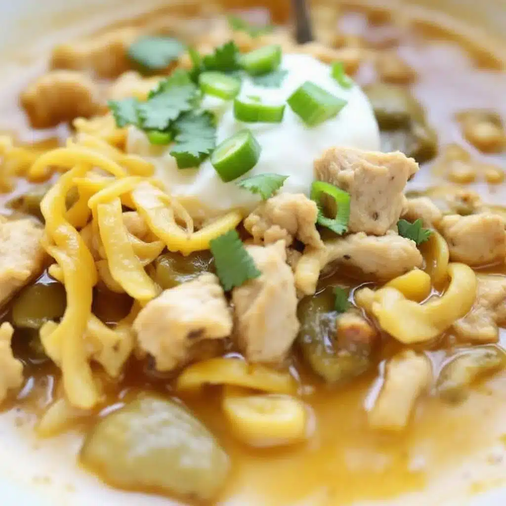 creamy white chicken chili with poblano peppers - featured image