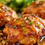crispy baked honey garlic chicken thighs - featured image